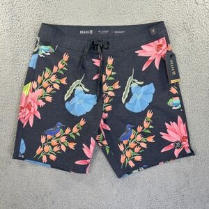 Roark Shorts Mens 31‎ Black Floral Passage Sierra Madre 18" Board Surf Hemp NEW